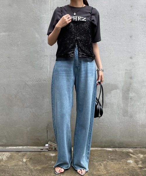 COLLAGE GALLARDAGALANTE（コラージュガリャルダガランテ）の「スパンコールキャミ（キャミソール・レディース・ホワイト/ブラック・FREE）」の22枚目の写真