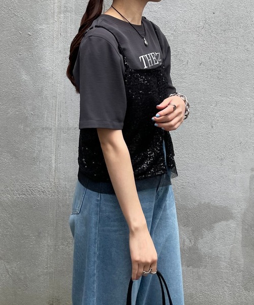 COLLAGE GALLARDAGALANTE（コラージュガリャルダガランテ）の「スパンコールキャミ（キャミソール・レディース・ホワイト/ブラック・FREE）」の20枚目の写真