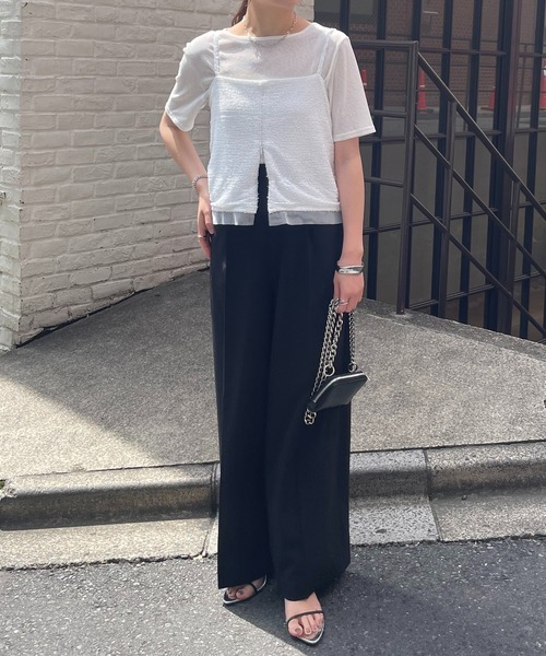 COLLAGE GALLARDAGALANTE（コラージュガリャルダガランテ）の「スパンコールキャミ（キャミソール・レディース・ホワイト/ブラック・FREE）」の3枚目の写真