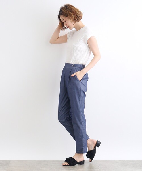 grove（グローブ）の「◆＜接触冷感・多サイズ＞サマーハイパーストレッチテーパードパンツ（その他パンツ・レディース・ブラック/ブラック系1/カーキ/ベージュ/ネイビー・03/02/00/01/04/05）」の9枚目の写真