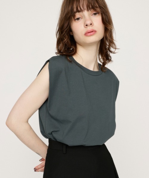 SLY(スライ)の「BASIC CREW NECK T/T ベーシック クルーネック タンクトップ(Tシャツ/カットソー・レディース・ホワイト/ライトブルー/ブラック/ダークグレー・FREE)」の3枚目の写真