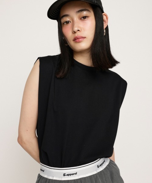 SLY(スライ)の「BASIC CREW NECK T/T ベーシック クルーネック タンクトップ(Tシャツ/カットソー・レディース・ホワイト/ライトブルー/ブラック/ダークグレー・FREE)」の2枚目の写真