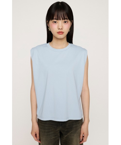 【プリーツプリーズ】美品　タンクトップ　クルーネック　裾ゴム　シアー素材 セール】BASIC CREW NECK T/T ベーシック クルーネック タンク