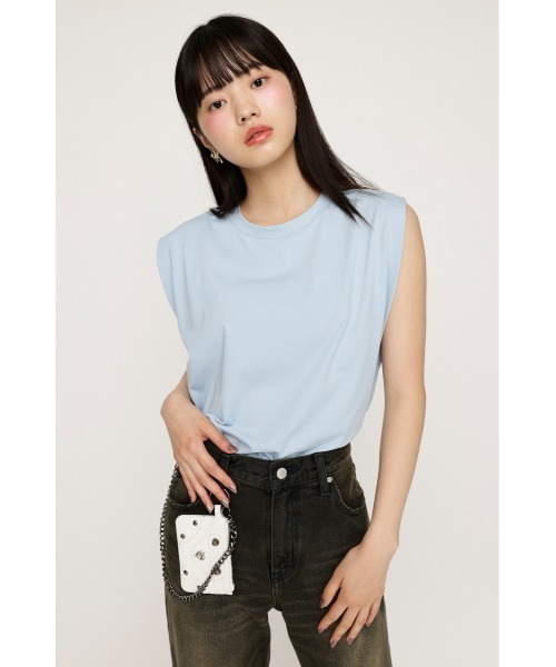 SLY(スライ)の「BASIC CREW NECK T/T ベーシック クルーネック タンクトップ(Tシャツ/カットソー・レディース・ホワイト/ライトブルー/ブラック/ダークグレー・FREE)」の19枚目の写真