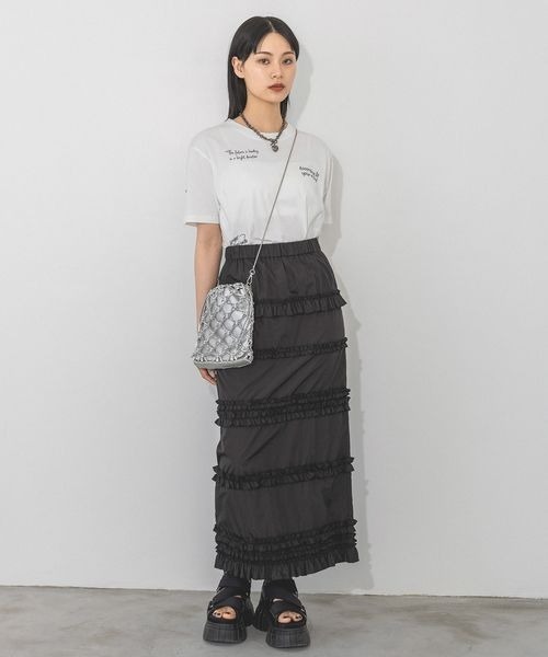 PAGEBOY(ページボーイ)の「フリルナロースカート(スカート・レディース・グレー/ブルー/ブラック・FREE)」の4枚目の写真