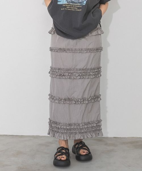 PAGEBOY(ページボーイ)の「フリルナロースカート(スカート・レディース・グレー/ブルー/ブラック・FREE)」の9枚目の写真
