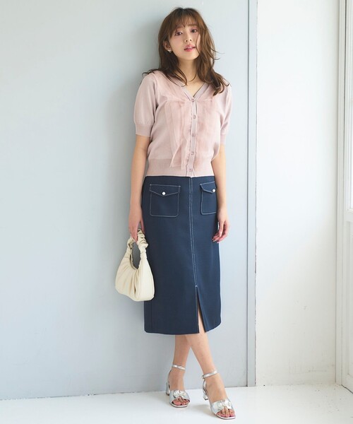 Feroux（フェルゥ）の「チュールコンビパフスリーブ ニット（ニット/セーター・レディース・ピンク系/アイボリー系/ブラック系・F）」の4枚目の写真