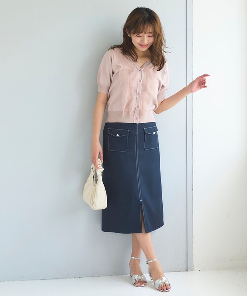 Feroux（フェルゥ）の「チュールコンビパフスリーブ ニット（ニット/セーター・レディース・ピンク系/アイボリー系/ブラック系・F）」の5枚目の写真