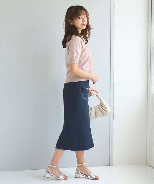 Feroux（フェルゥ）の「チュールコンビパフスリーブ ニット（ニット/セーター・レディース・ピンク系/アイボリー系/ブラック系・F）」の6枚目の写真