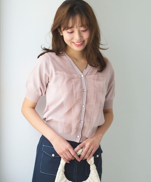 Feroux（フェルゥ）の「チュールコンビパフスリーブ ニット（ニット/セーター・レディース・ピンク系/アイボリー系/ブラック系・F）」の9枚目の写真