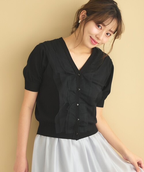 Feroux（フェルゥ）の「チュールコンビパフスリーブ ニット（ニット/セーター・レディース・ピンク系/アイボリー系/ブラック系・F）」の19枚目の写真