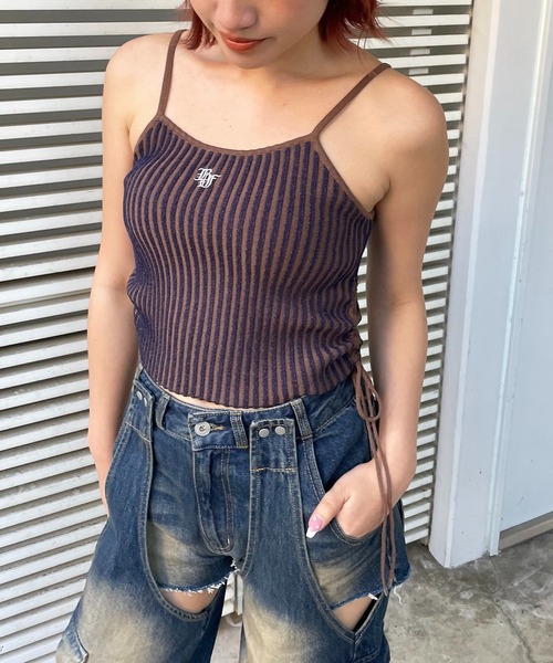 BACK TO THE FIELD(バック トゥー ザ フィールド)の「【BTTF】ワンポイントロゴシャーリングニットキャミソール(キャミソール・レディース・ブラック/イエロー/ブラウン・FREE)」の17枚目の写真