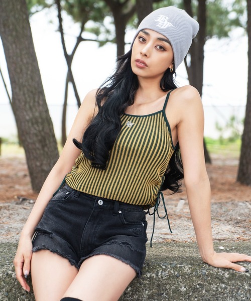 BACK TO THE FIELD(バック トゥー ザ フィールド)の「【BTTF】ワンポイントロゴシャーリングニットキャミソール(キャミソール・レディース・ブラック/イエロー/ブラウン・FREE)」の4枚目の写真