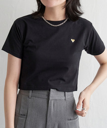 ショート丈ハート箔プリントTシャツ