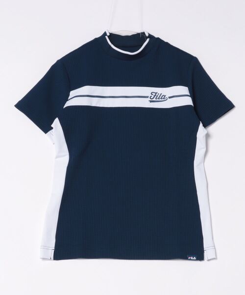 FILA GOLF(フィラゴルフ )の「【FILA GOLF/フィラゴルフ】レディース半袖モックネックシャツ ゴルフ(シャツ/ブラウス・レディース・ネイビー/ライム/ホワイト・MEDIUM/LARGE/X-LARGE)」の2枚目の写真