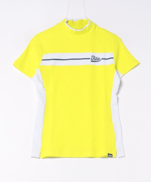 FILA GOLF(フィラゴルフ )の「【FILA GOLF/フィラゴルフ】レディース半袖モックネックシャツ ゴルフ(シャツ/ブラウス・レディース・ネイビー/ライム/ホワイト・MEDIUM/LARGE/X-LARGE)」の3枚目の写真