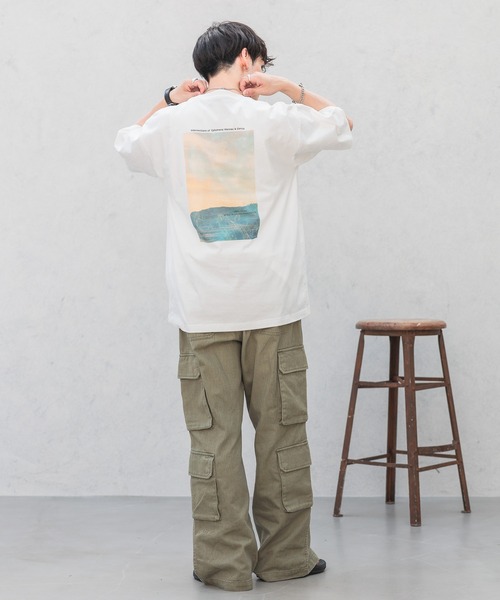 RAGEBLUE（レイジブルー）の「バックフォトプリント/天竺コットン/ビッグシルエットTシャツ2（Tシャツ/カットソー・メンズ・ホワイト/グレー/ブルー/ブラック・LARGE/MEDIUM/SMALL）」の13枚目の写真