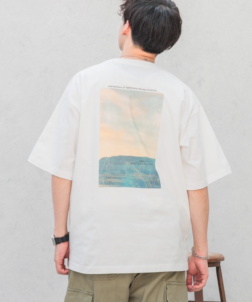 RAGEBLUE（レイジブルー）の「バックフォトプリント/天竺コットン/ビッグシルエットTシャツ2（Tシャツ/カットソー・メンズ・ホワイト/グレー/ブルー/ブラック・LARGE/MEDIUM/SMALL）」の16枚目の写真