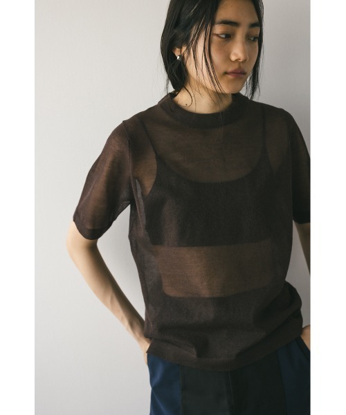 STYLEMIXER（スタイルミキサー）の「ウォッシャブルリネンミックスニットT（Tシャツ/カットソー・レディース・ブラック/レッド/ブラウン/ライトベージュ・FREE）」の16枚目の写真