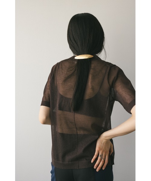 STYLEMIXER（スタイルミキサー）の「ウォッシャブルリネンミックスニットT（Tシャツ/カットソー・レディース・ブラック/レッド/ブラウン/ライトベージュ・FREE）」の17枚目の写真