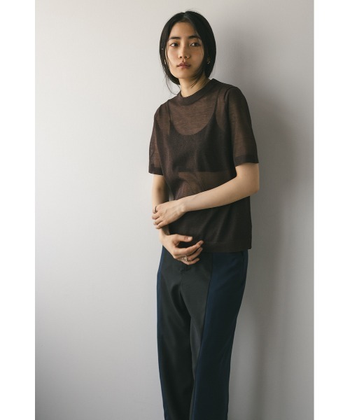 STYLEMIXER（スタイルミキサー）の「ウォッシャブルリネンミックスニットT（Tシャツ/カットソー・レディース・ブラック/レッド/ブラウン/ライトベージュ・FREE）」の20枚目の写真