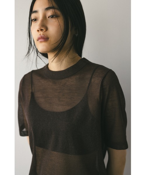 STYLEMIXER（スタイルミキサー）の「ウォッシャブルリネンミックスニットT（Tシャツ/カットソー・レディース・ブラック/レッド/ブラウン/ライトベージュ・FREE）」の21枚目の写真