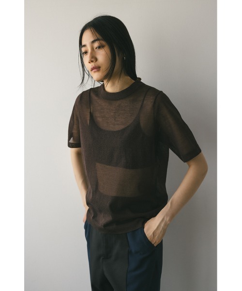 STYLEMIXER（スタイルミキサー）の「ウォッシャブルリネンミックスニットT（Tシャツ/カットソー・レディース・ブラック/レッド/ブラウン/ライトベージュ・FREE）」の15枚目の写真