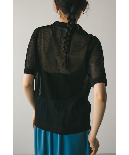 STYLEMIXER（スタイルミキサー）の「ウォッシャブルリネンミックスニットT（Tシャツ/カットソー・レディース・ブラック/レッド/ブラウン/ライトベージュ・FREE）」の9枚目の写真