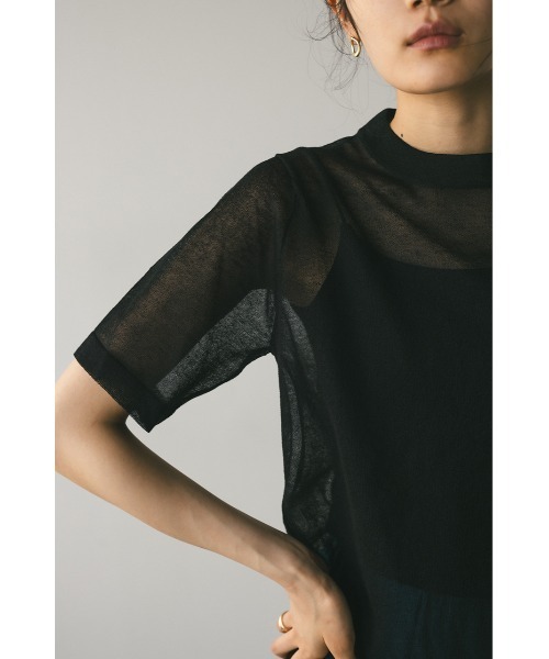 STYLEMIXER（スタイルミキサー）の「ウォッシャブルリネンミックスニットT（Tシャツ/カットソー・レディース・ブラック/レッド/ブラウン/ライトベージュ・FREE）」の11枚目の写真