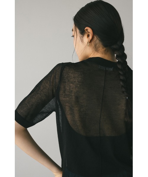 STYLEMIXER（スタイルミキサー）の「ウォッシャブルリネンミックスニットT（Tシャツ/カットソー・レディース・ブラック/レッド/ブラウン/ライトベージュ・FREE）」の12枚目の写真