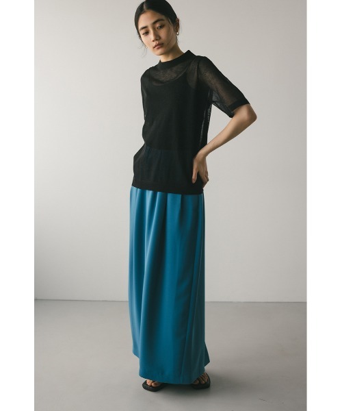 STYLEMIXER（スタイルミキサー）の「ウォッシャブルリネンミックスニットT（Tシャツ/カットソー・レディース・ブラック/レッド/ブラウン/ライトベージュ・FREE）」の5枚目の写真