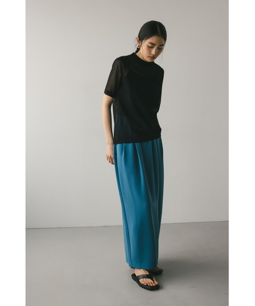 STYLEMIXER（スタイルミキサー）の「ウォッシャブルリネンミックスニットT（Tシャツ/カットソー・レディース・ブラック/レッド/ブラウン/ライトベージュ・FREE）」の6枚目の写真