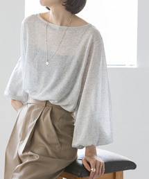 Noble（ノーブル）の「グロッシーシアーパフスリーブプルオーバー（ニット/セーター）」