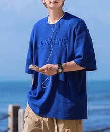 aimoha outdoor ユニセックス　ワッフルオーバーサイズ膨らみロゴ半袖Tシャツ (SS)
