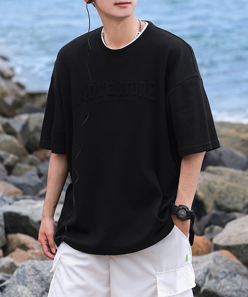 aimoha(アイモハ)の「aimoha outdoor ユニセックス ワッフルオーバーサイズ膨らみロゴ半袖Tシャツ (SS)(Tシャツ/カットソー・レディース・ネイビー/ブラウン/ホワイト/ブラック・MEDIUM/LARGE/X-LARGE)」の17枚目の写真