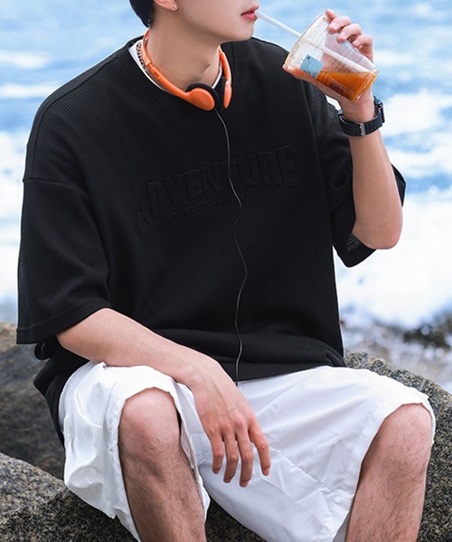 aimoha(アイモハ)の「aimoha outdoor ユニセックス ワッフルオーバーサイズ膨らみロゴ半袖Tシャツ (SS)(Tシャツ/カットソー・レディース・ネイビー/ブラウン/ホワイト/ブラック・MEDIUM/LARGE/X-LARGE)」の16枚目の写真