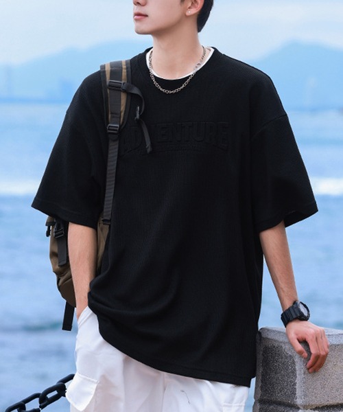 aimoha(アイモハ)の「aimoha outdoor ユニセックス ワッフルオーバーサイズ膨らみロゴ半袖Tシャツ (SS)(Tシャツ/カットソー・レディース・ネイビー/ブラウン/ホワイト/ブラック・MEDIUM/LARGE/X-LARGE)」の15枚目の写真