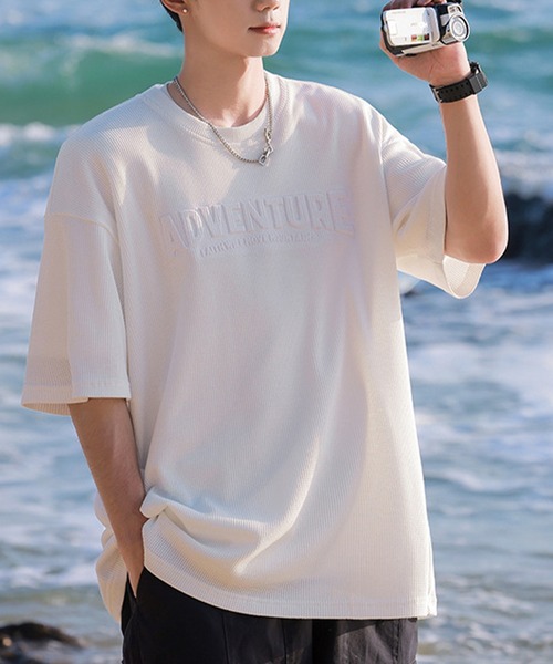 aimoha(アイモハ)の「aimoha outdoor ユニセックス ワッフルオーバーサイズ膨らみロゴ半袖Tシャツ (SS)(Tシャツ/カットソー・レディース・ネイビー/ブラウン/ホワイト/ブラック・MEDIUM/LARGE/X-LARGE)」の18枚目の写真
