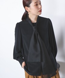 シアー ボウタイブラウス