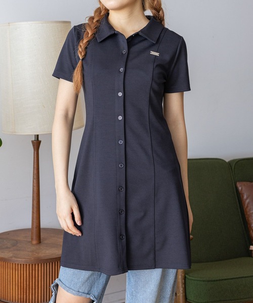 3.3 Field Trip （3.3フィールドトリップ）の「3.3 Field Trip／シャツカットミニワンピース（ワンピース・レディース・ブラック/ブルー・FREE）」の2枚目の写真