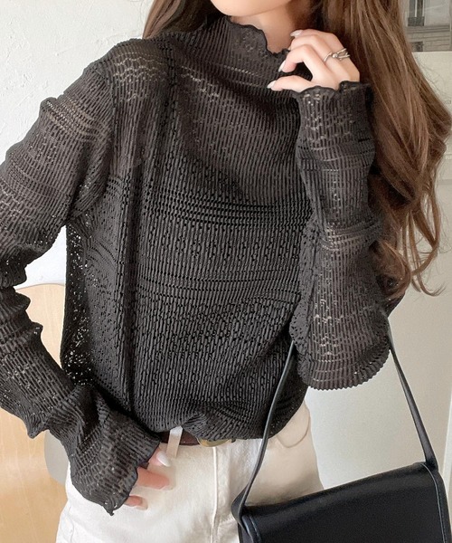 classicalelf（クラシカルエルフ）の「華やかで品格のある大人トップス。レースメローハイネックトップス（Tシャツ/カットソー・レディース・アイボリー/オフホワイト/ブラック/チャコール・LARGE/X-LARGE/SMALL/MEDIUM）」の12枚目の写真