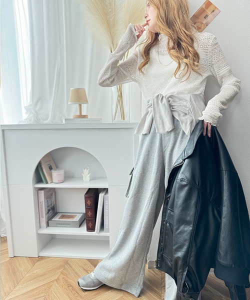 セール】華やかで品格のある大人トップス。レースメローハイネック