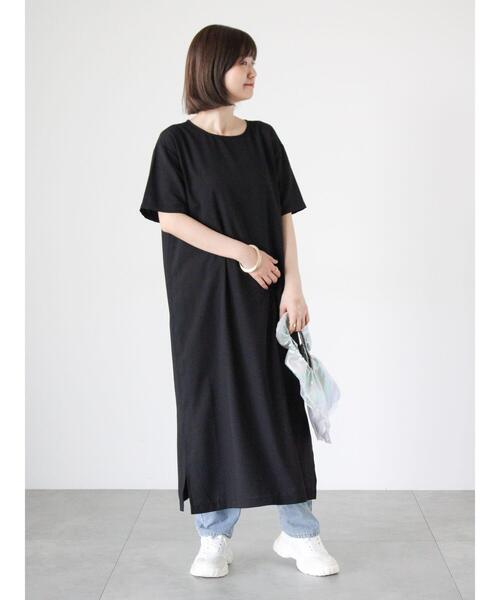 Lugnoncure（ルノンキュール）の「インナー付半袖シアーワンピース（ワンピース・レディース・ブラック/チャコールグレー/ブラウン・F）」の2枚目の写真