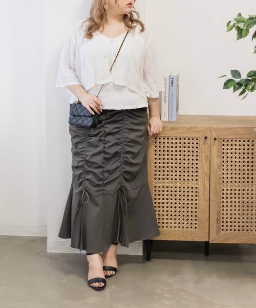 CLETTE（クレット）の「キャミソールセット透かし編みボレロ（カーディガン/ボレロ・レディース・ブラック/ブルー/オフホワイト・4L/3L/LL）」の5枚目の写真