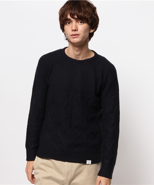 VENCEEXCHANGE（ヴァンスエクスチェンジ）の「ケーブルクルーネックプルオーバー                （ニット/セーター・メンズ・ネイビー/ホワイト/オフホワイト・LARGE/MEDIUM）」の3枚目の写真