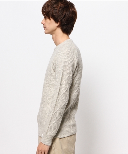 VENCEEXCHANGE（ヴァンスエクスチェンジ）の「ケーブルクルーネックプルオーバー                （ニット/セーター・メンズ・ネイビー/ホワイト/オフホワイト・LARGE/MEDIUM）」の5枚目の写真