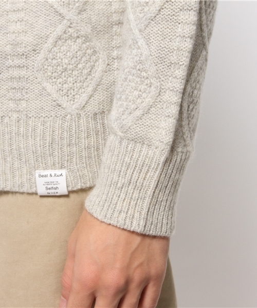 VENCEEXCHANGE（ヴァンスエクスチェンジ）の「ケーブルクルーネックプルオーバー                （ニット/セーター・メンズ・ネイビー/ホワイト/オフホワイト・LARGE/MEDIUM）」の8枚目の写真