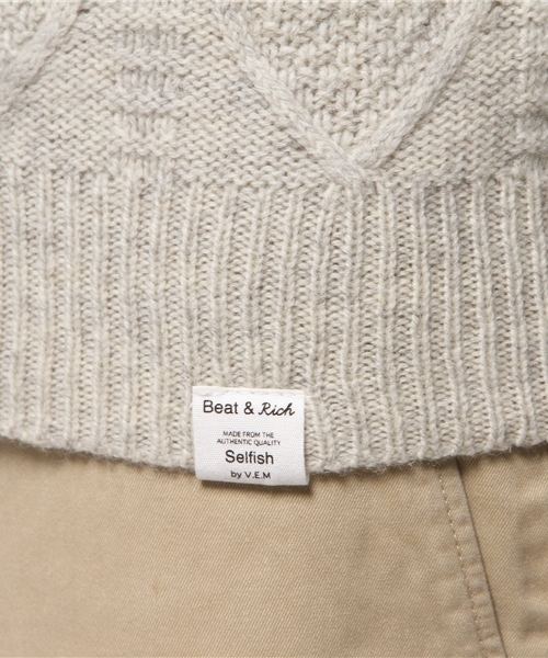 VENCEEXCHANGE（ヴァンスエクスチェンジ）の「ケーブルクルーネックプルオーバー                （ニット/セーター・メンズ・ネイビー/ホワイト/オフホワイト・LARGE/MEDIUM）」の9枚目の写真