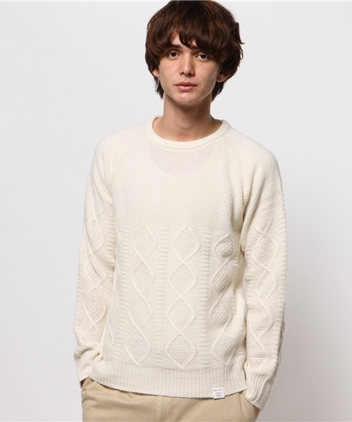 VENCEEXCHANGE（ヴァンスエクスチェンジ）の「ケーブルクルーネックプルオーバー                （ニット/セーター・メンズ・ネイビー/ホワイト/オフホワイト・LARGE/MEDIUM）」の11枚目の写真