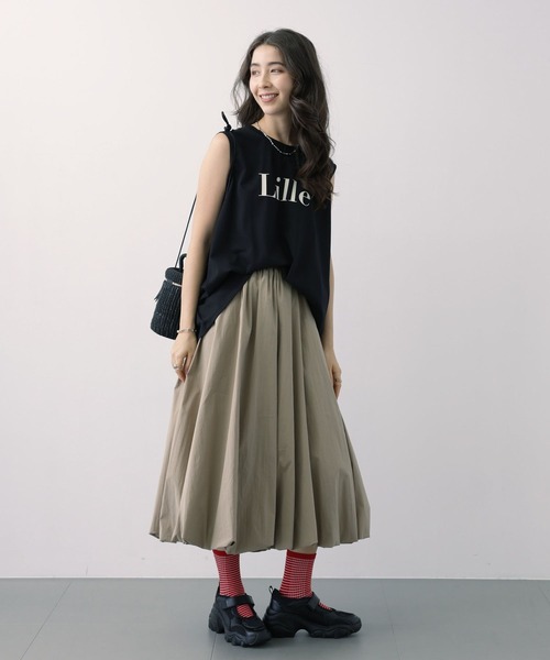 saloon(サルーン)の「SALOON(サルーン)/フロッキープリントノースリーブカットソー【洗濯機洗い可】(Tシャツ/カットソー・レディース・ブラック/オフホワイト/ブルー・FREE)」の19枚目の写真